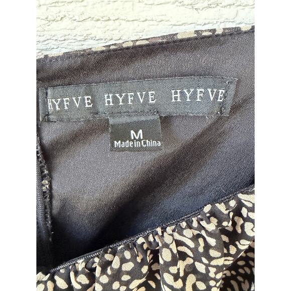 HYFVE Ruched Bodycon Mini Dress Brown Leopard Print Long Sleeve Size M - Picture 5 of 5